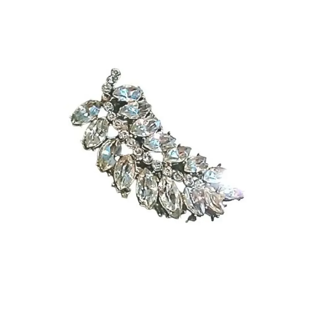 Brooche Estate Rhinestones‎ Leaf Broche Pin Jacket Antique Mid Century Modern